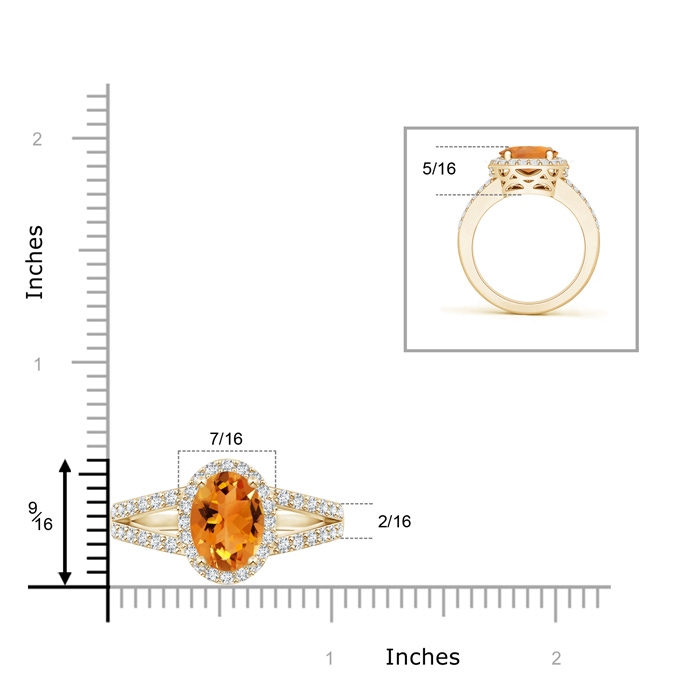 10x8mm AAA Oval Citrine Split Shank Halo Ring in Yellow Gold product image