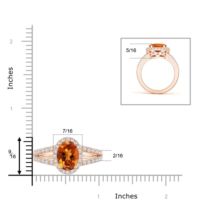 10x8mm AAAA Oval Citrine Split Shank Halo Ring in Rose Gold product image
