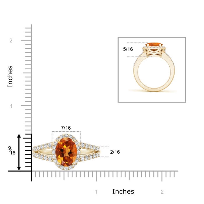 10x8mm AAAA Oval Citrine Split Shank Halo Ring in Yellow Gold product image