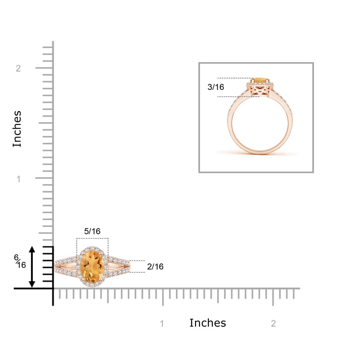 6x4mm A Oval Citrine Split Shank Halo Ring in Rose Gold product image