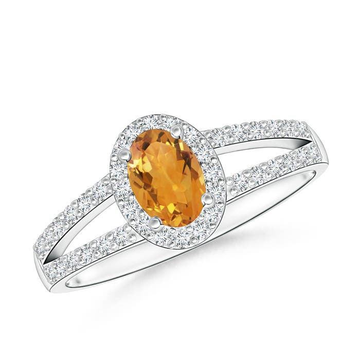 AA - Citrine / 0.72 CT / 14 KT White Gold