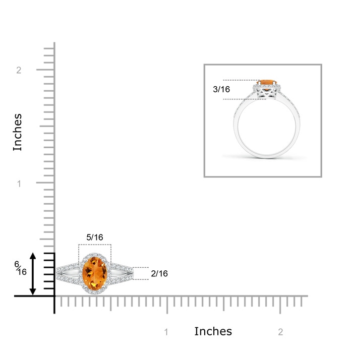 6x4mm AAA Oval Citrine Split Shank Halo Ring in White Gold product image