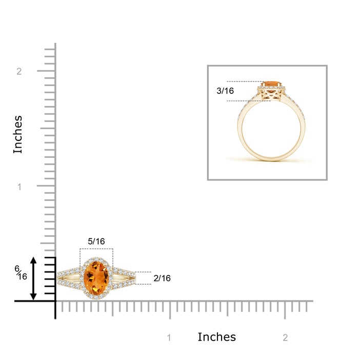 6x4mm AAA Oval Citrine Split Shank Halo Ring in Yellow Gold Product Image