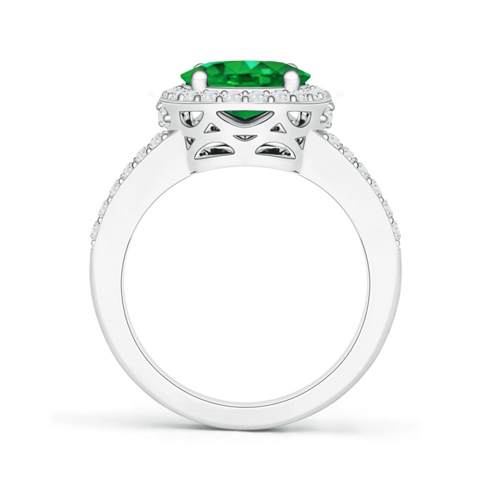 10x8mm AAA Oval Emerald Split Shank Halo Ring in White Gold Product Image