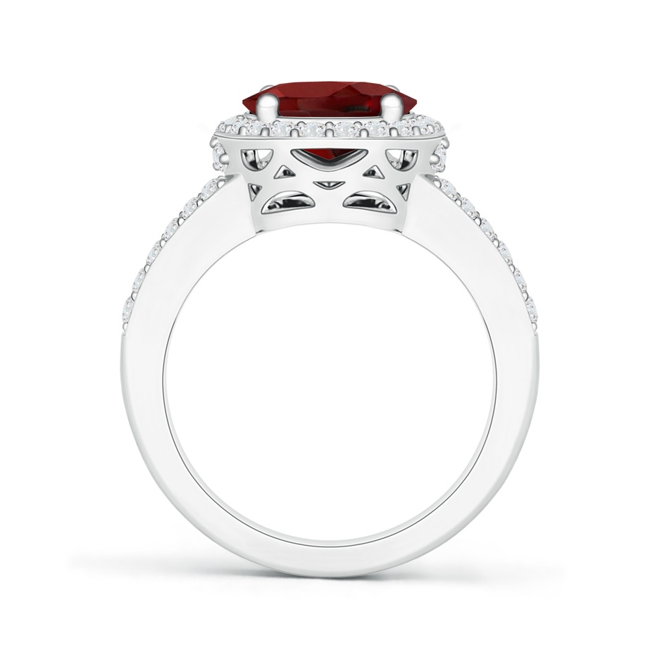 10x8mm AAAA Oval Garnet Split Shank Halo Ring in White Gold side 199