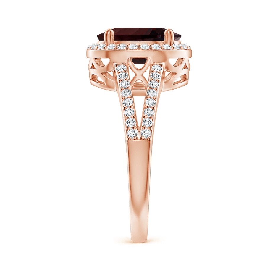 14.08x10.09x5.79mm AAA GIA Certified Oval Garnet Split Shank Halo Ring in 18K Rose Gold side 399