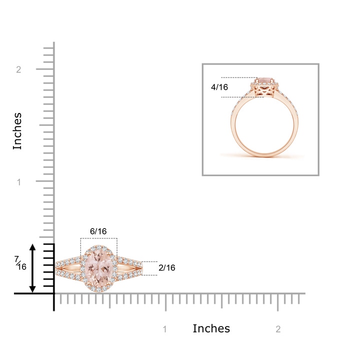 7x5mm AAA Oval Morganite Split Shank Halo Ring in Rose Gold Product Image