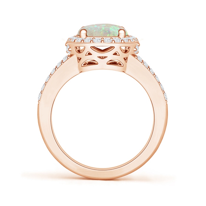 10x8mm AAA Oval Opal Split Shank Halo Ring in Rose Gold product image