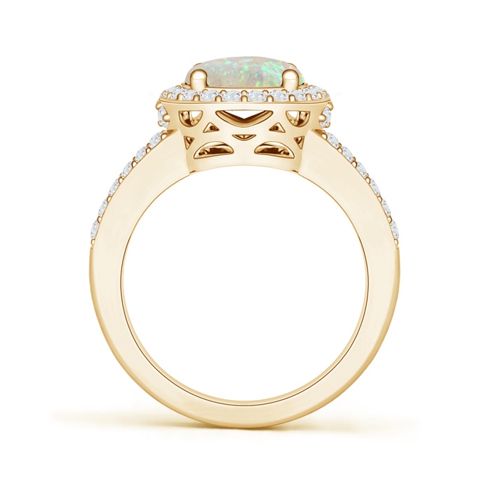 10x8mm AAA Oval Opal Split Shank Halo Ring in Yellow Gold product image