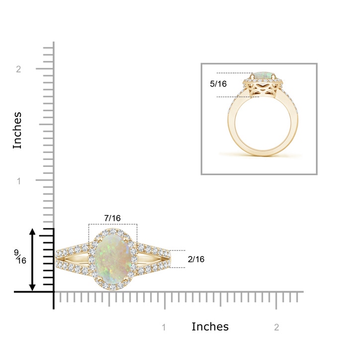 10x8mm AAA Oval Opal Split Shank Halo Ring in Yellow Gold product image