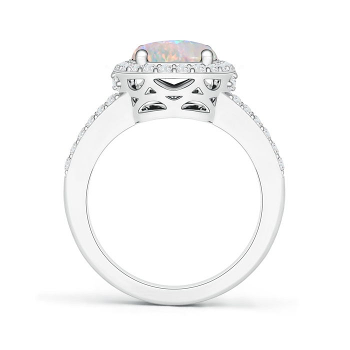 10x8mm AAAA Oval Opal Split Shank Halo Ring in White Gold product image