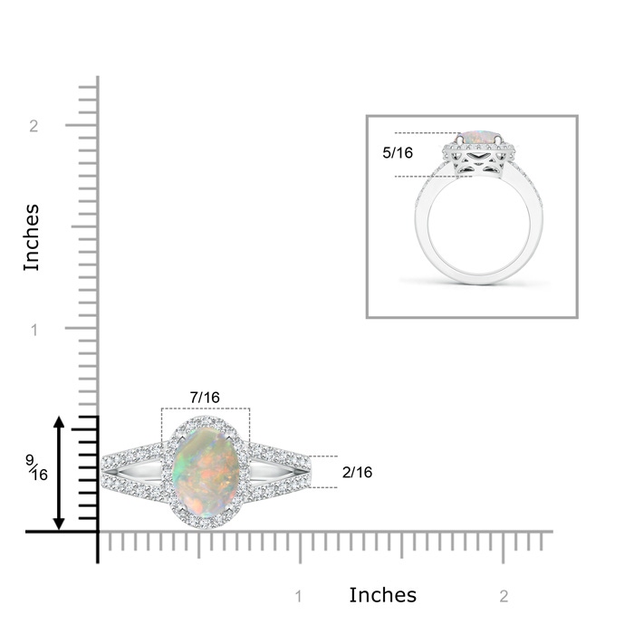 10x8mm AAAA Oval Opal Split Shank Halo Ring in White Gold product image