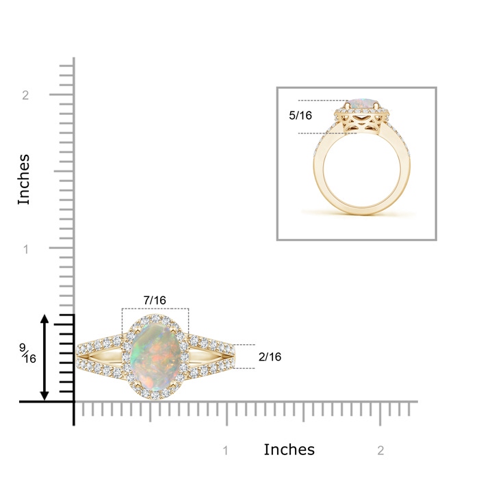 10x8mm AAAA Oval Opal Split Shank Halo Ring in Yellow Gold product image