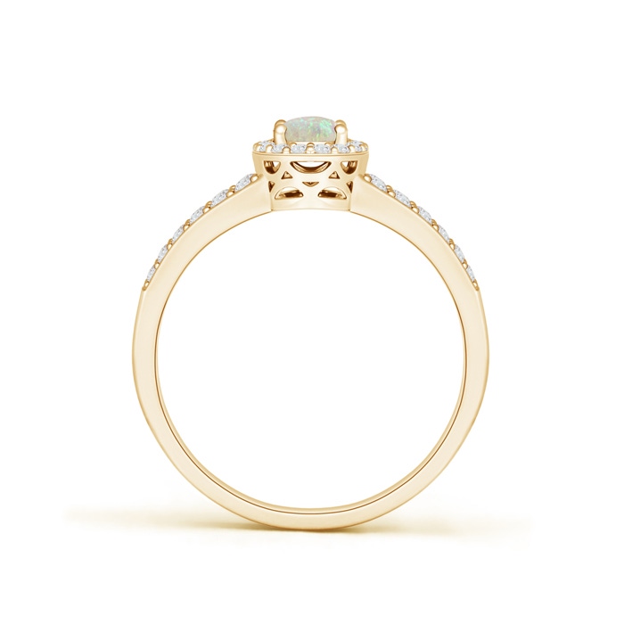 6x4mm AAA Oval Opal Split Shank Halo Ring in 9K Yellow Gold product image