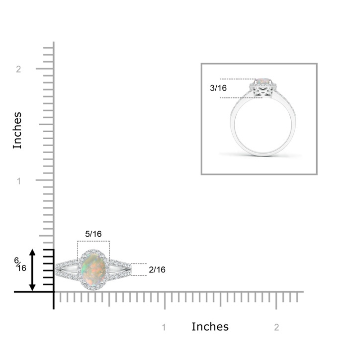6x4mm AAAA Oval Opal Split Shank Halo Ring in White Gold product image