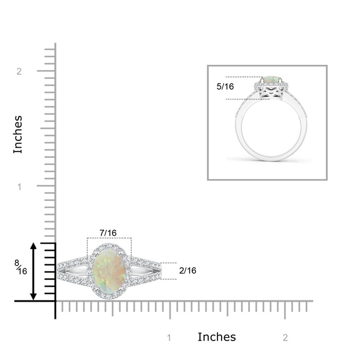 9x7mm AAA Oval Opal Split Shank Halo Ring in White Gold product image