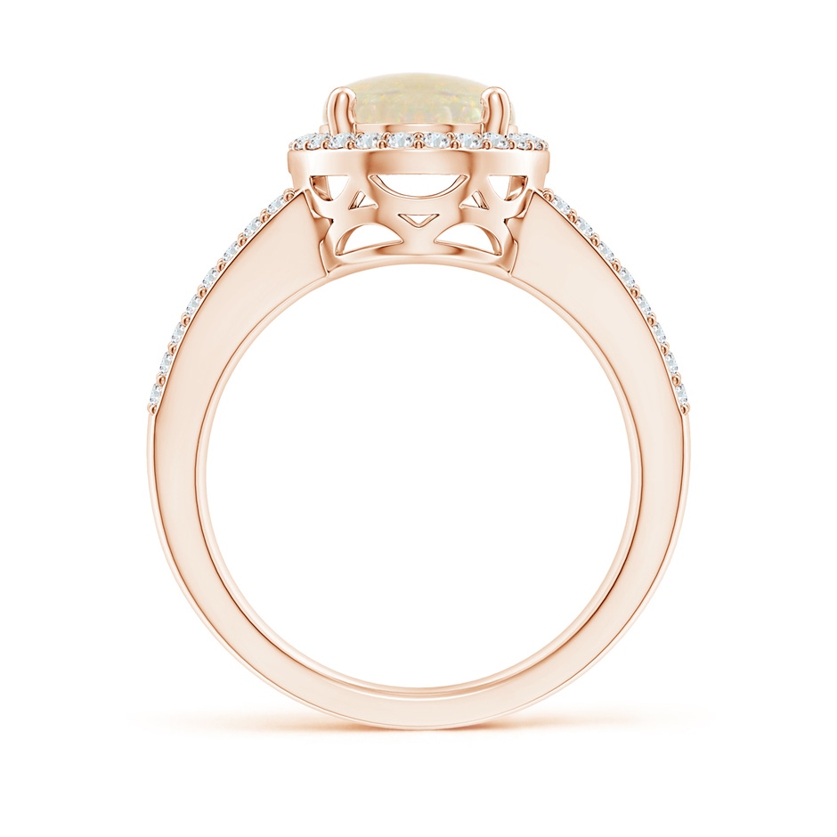 13.86x10.16x4.37mm AAAA GIA Certified Oval Opal Split Shank Halo Ring in Rose Gold side-1