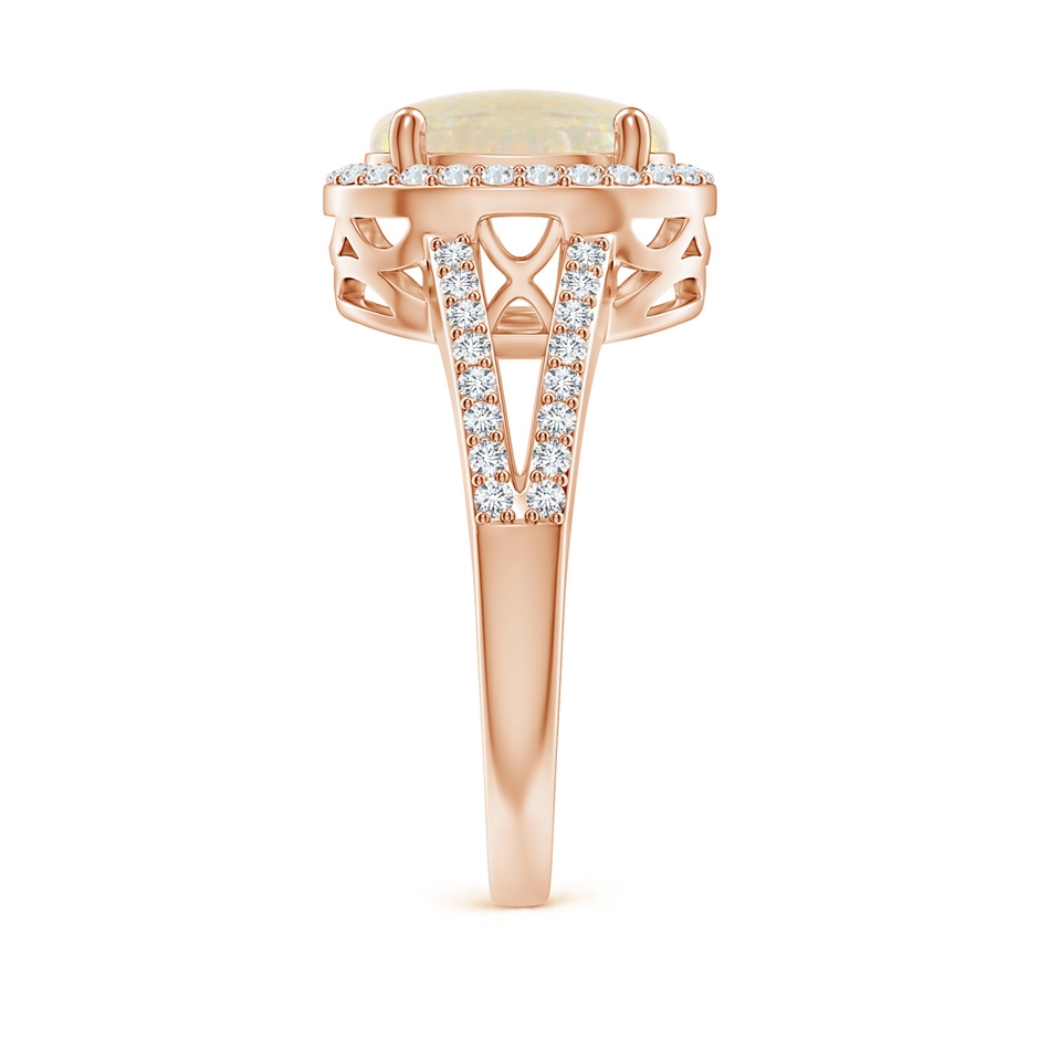 13.86x10.16x4.37mm AAAA GIA Certified Oval Opal Split Shank Halo Ring in Rose Gold side-2