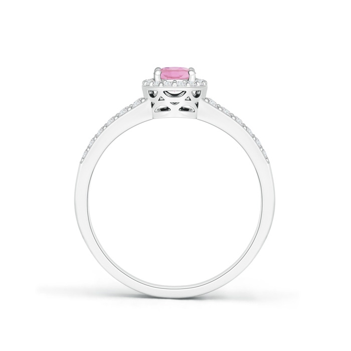 6x4mm A Oval Pink Tourmaline Split Shank Halo Ring in White Gold product image