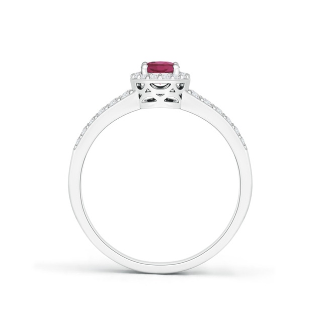14k White Gold 6x4mm Oval Pink Tourmaline and Diamond Infinity Style Ring