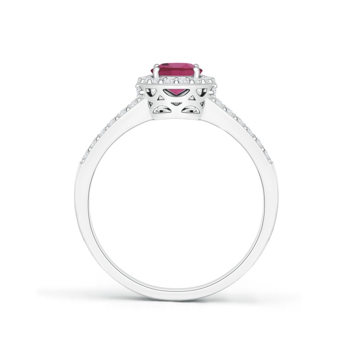 7x5mm AAAA Oval Pink Tourmaline Split Shank Halo Ring in P950 Platinum product image