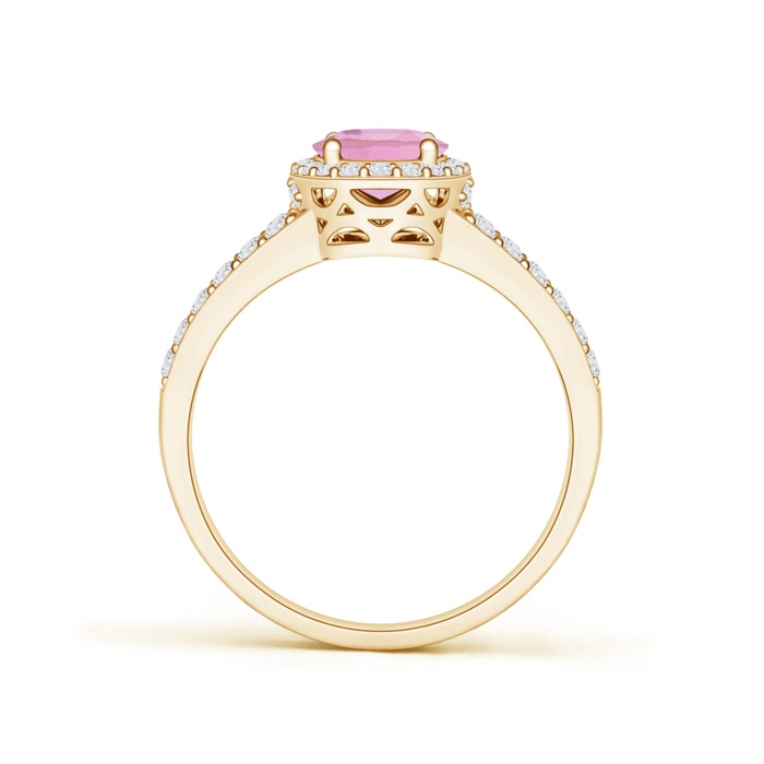 8x6mm A Oval Pink Tourmaline Split Shank Halo Ring in Yellow Gold product image