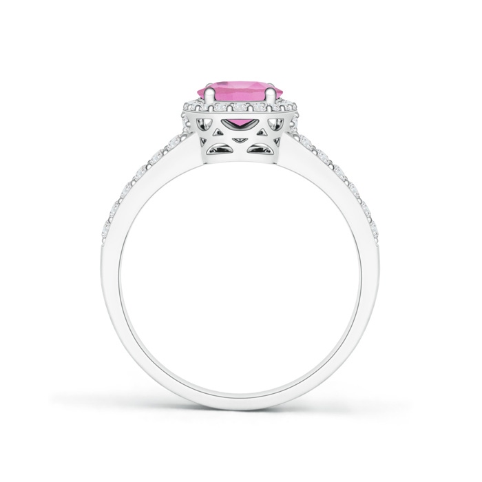 8x6mm AA Oval Pink Tourmaline Split Shank Halo Ring in White Gold product image