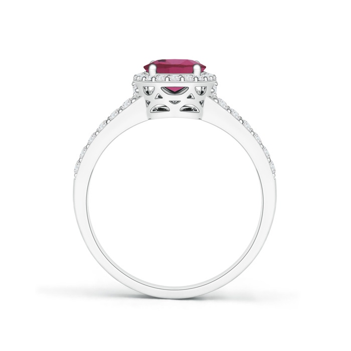 8x6mm AAAA Oval Pink Tourmaline Split Shank Halo Ring in P950 Platinum product image