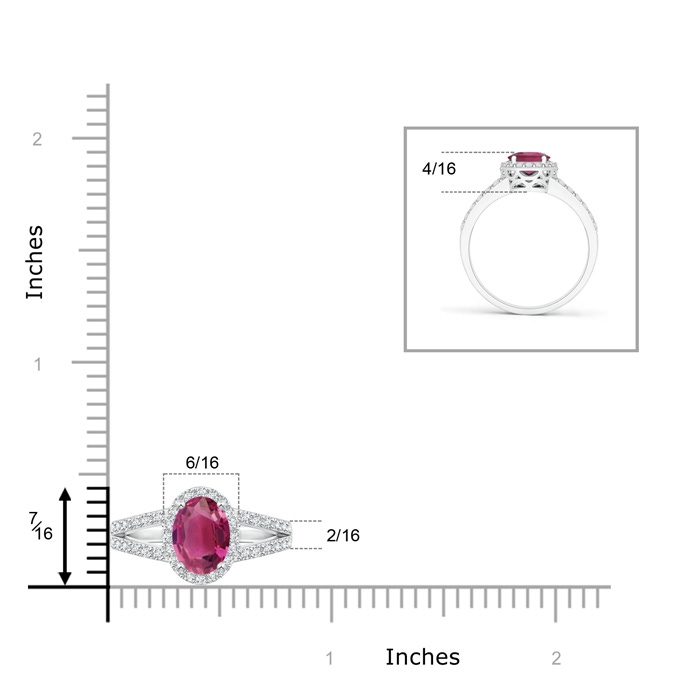 8x6mm AAAA Oval Pink Tourmaline Split Shank Halo Ring in P950 Platinum product image