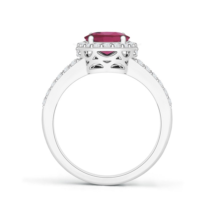 9x7mm AAAA Oval Pink Tourmaline Split Shank Halo Ring in P950 Platinum product image
