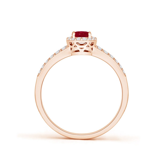 6x4mm AA Oval Ruby Split Shank Halo Ring in Rose Gold product image