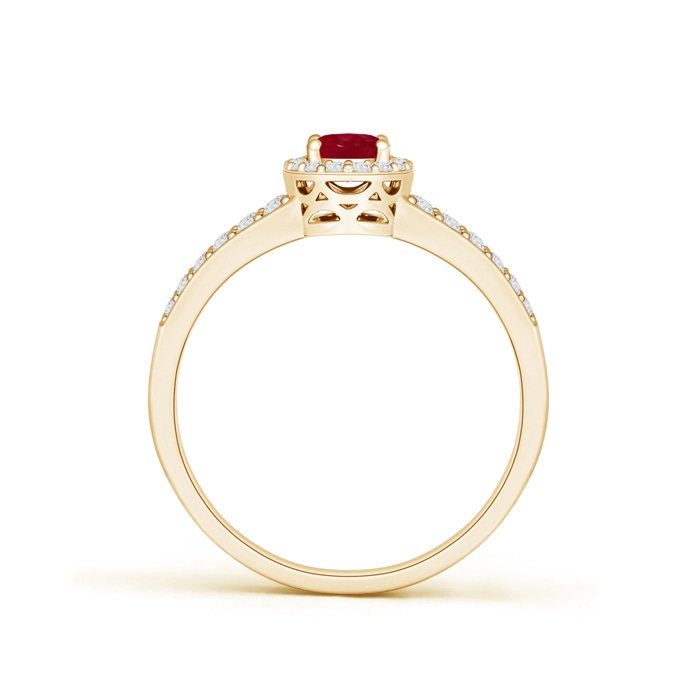 6x4mm AA Oval Ruby Split Shank Halo Ring in Yellow Gold product image