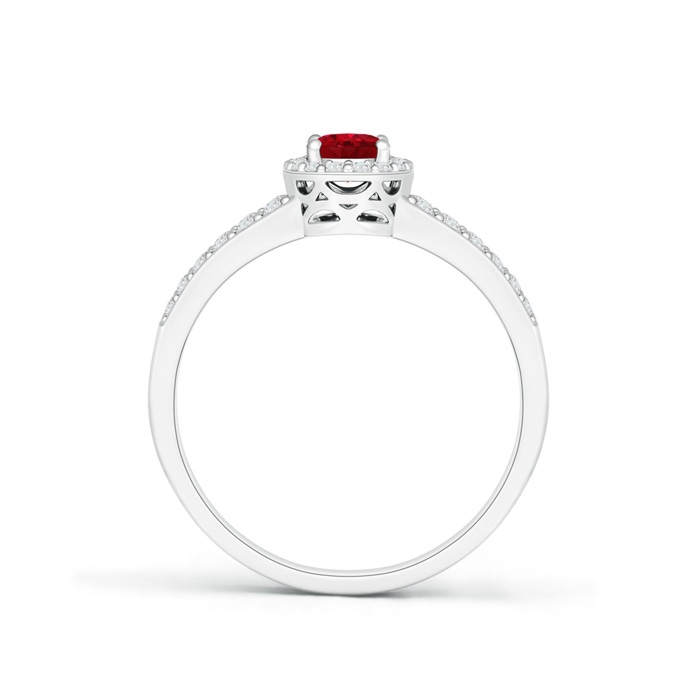 6x4mm AAA Oval Ruby Split Shank Halo Ring in P950 Platinum product image