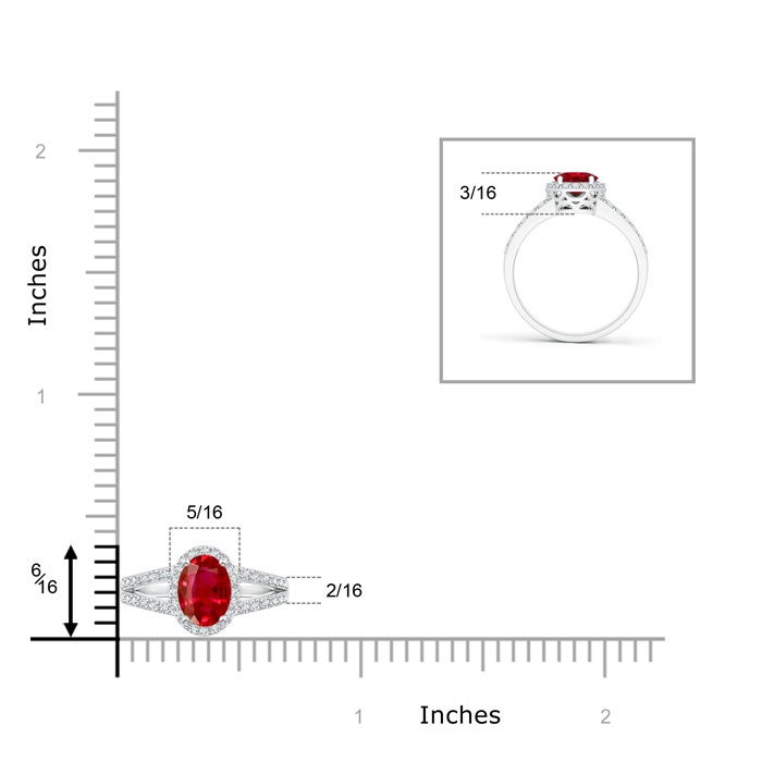 6x4mm AAA Oval Ruby Split Shank Halo Ring in P950 Platinum product image
