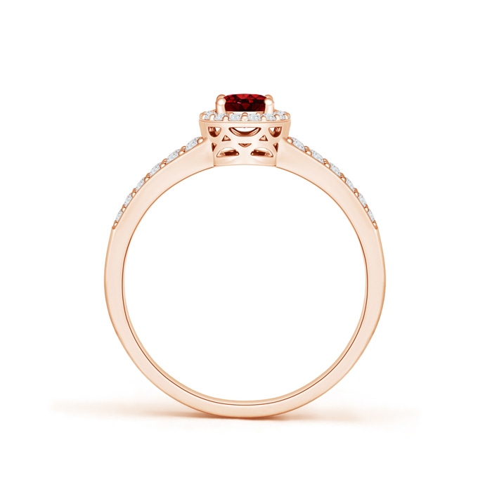 6x4mm AAAA Oval Ruby Split Shank Halo Ring in Rose Gold Product Image