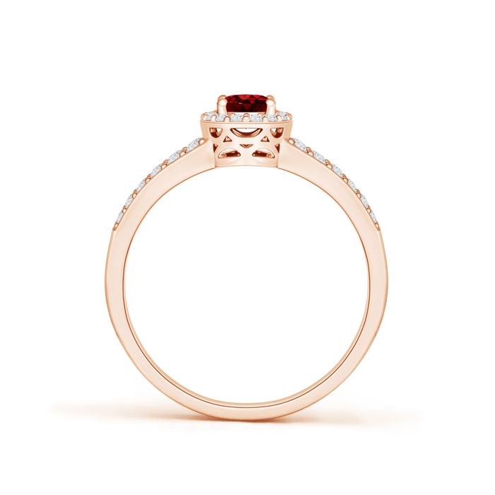 6x4mm AAAA Oval Ruby Split Shank Halo Ring in Rose Gold product image