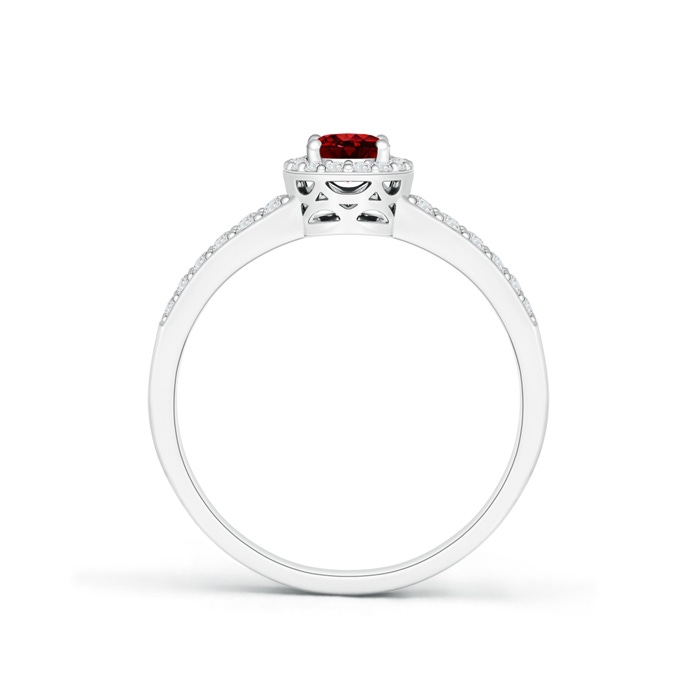 6x4mm AAAA Oval Ruby Split Shank Halo Ring in White Gold product image