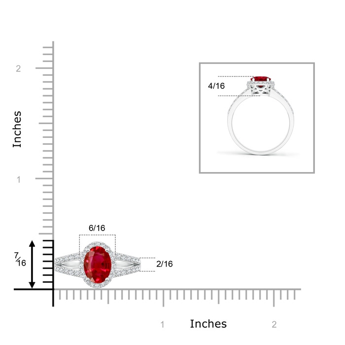 7x5mm AAA Oval Ruby Split Shank Halo Ring in P950 Platinum product image