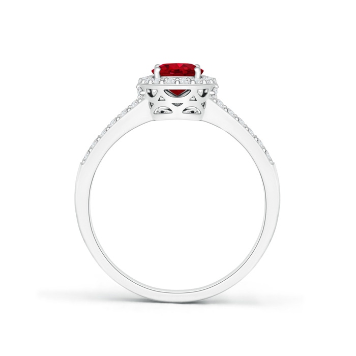 7x5mm AAA Oval Ruby Split Shank Halo Ring in White Gold product image