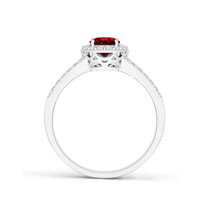7x5mm AAAA Oval Ruby Split Shank Halo Ring in White Gold product image