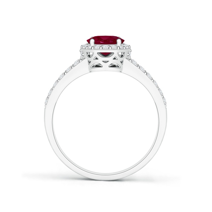 8x6mm A Oval Ruby Split Shank Halo Ring in White Gold product image