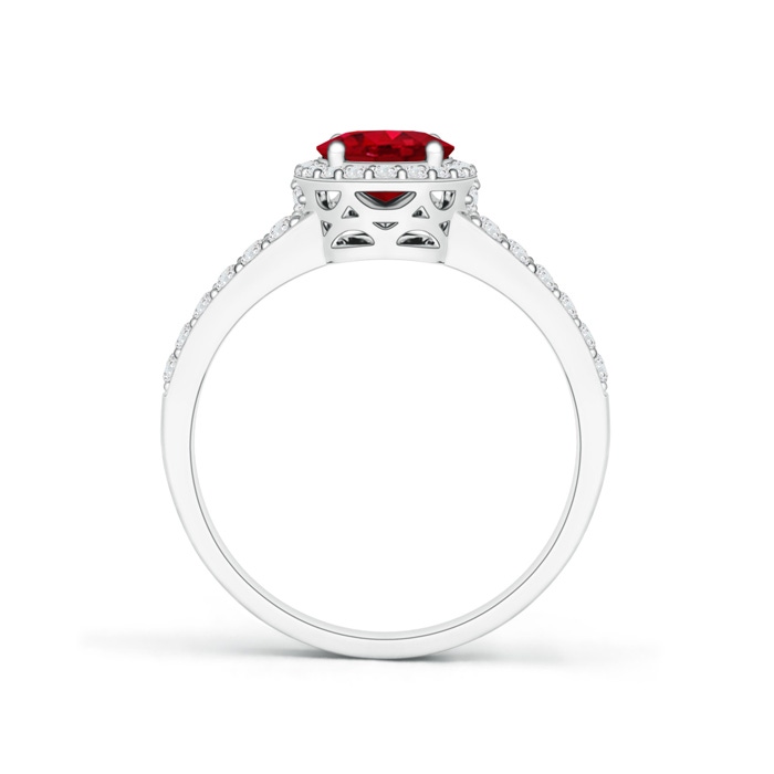 8x6mm AAA Oval Ruby Split Shank Halo Ring in P950 Platinum product image