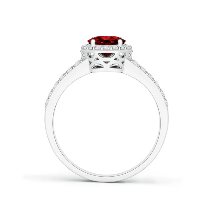 8x6mm AAAA Oval Ruby Split Shank Halo Ring in P950 Platinum product image