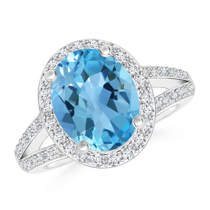 AA - Swiss Blue Topaz / 3.7 CT / 14 KT White Gold