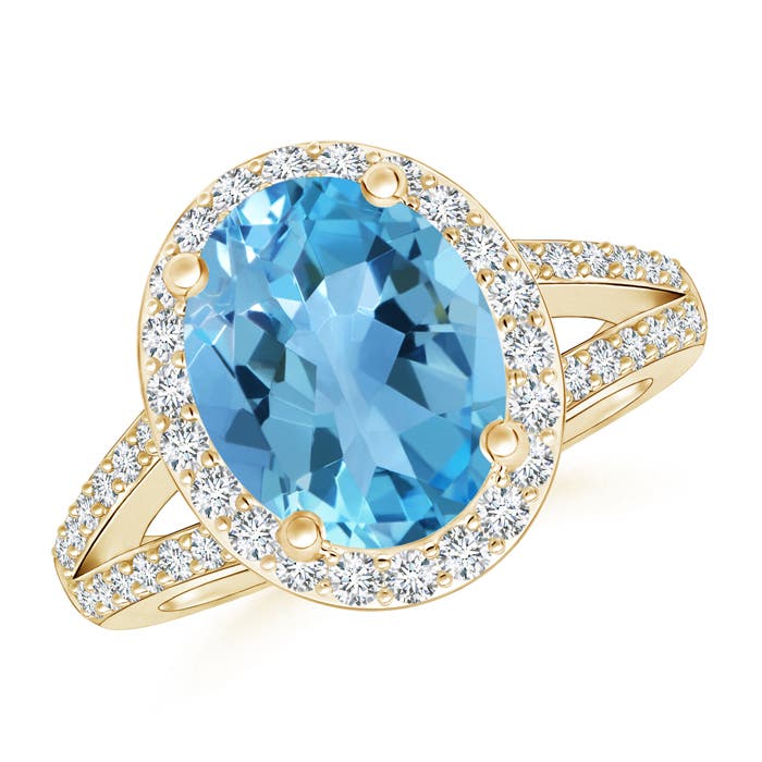 AA - Swiss Blue Topaz / 3.7 CT / 14 KT Yellow Gold