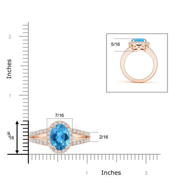 AAA - Swiss Blue Topaz / 3.7 CT / 14 KT Rose Gold