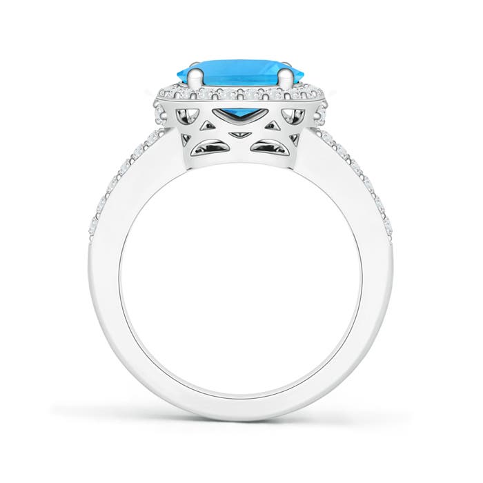 AAA - Swiss Blue Topaz / 3.7 CT / 14 KT White Gold