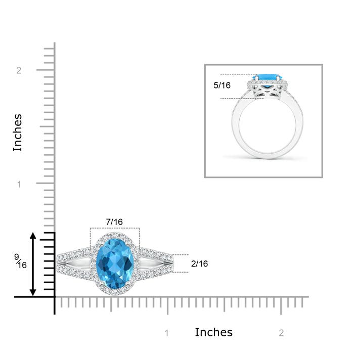 AAA - Swiss Blue Topaz / 3.7 CT / 14 KT White Gold