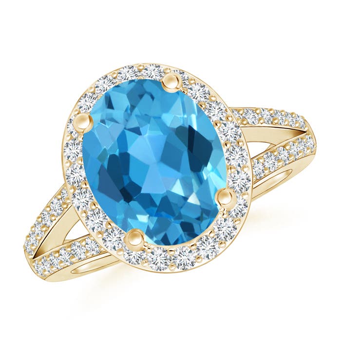 AAA - Swiss Blue Topaz / 3.7 CT / 14 KT Yellow Gold