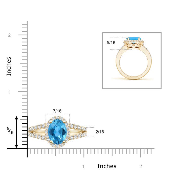 AAA - Swiss Blue Topaz / 3.7 CT / 14 KT Yellow Gold